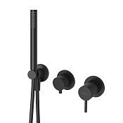 Cezares Leaf Смеситель для душа встраиваемый, на 3 потреб., с внутрен. частью, цвет: черный матовый LEAF-DIM3-D-L-NOP