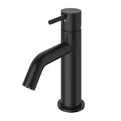 Cezares Leaf Смеситель для раковины, с донным клапаном, излив 10,8 см, цвет: черный матовый LEAF-LSM2-L-NOP