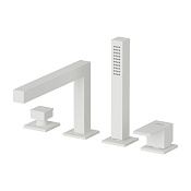 Cezares Porta Смеситель на борт ванны на 4 отверстия, с ручным душем, цвет: белый матовый PORTA-BVDM4-BIO