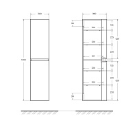 Cezares Vague Шкаф-пенал подвесной 30x39x130h см, цвет: bianco lucido 44322
