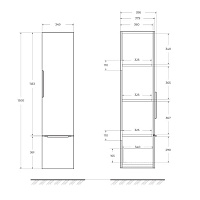 Cezares Premium Шкаф-пенал подвесной 35x38x150h см, цвет: grigio nuvola 55504