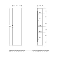 Cezares Idra Шкаф-пенал подвесной 35x20x140h см, цвет: nero opaco 55822