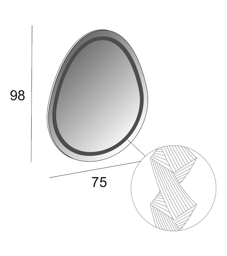 Cezares Зеркало подвесное с подсветкой 75x98h см 44777