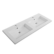 Cezares Раковина накладная 121x46 см, с переливом, с 2 отверстиями, цвет: белый глянцевый CZR-8070-120-2