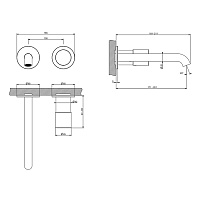 Gessi Habito Смеситель для раковины встраиваемый, без вн. части, длина излива 20,1 см, цвет: chrome 70088#031