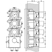 Gessi 316 Смеситель для душа термостатический 3 потребителя, встраиваемый, цвет: matte black 54506#299