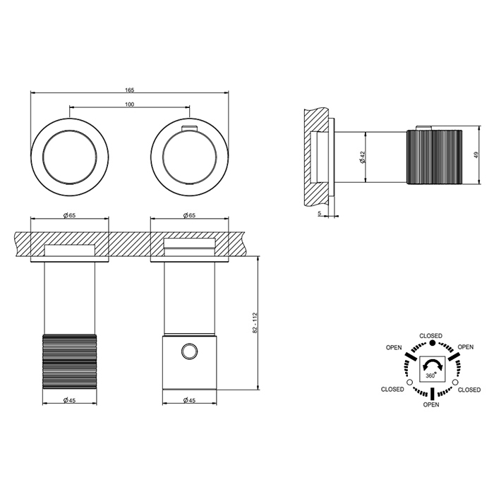 Gessi Habito Смеситель для душа термостатический, встраиваемый цвет: chrome 70336#031