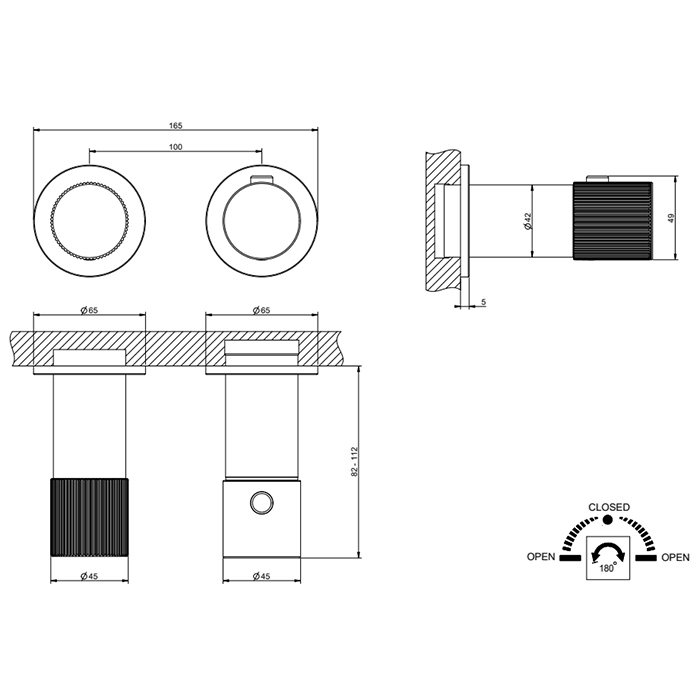 Gessi Habito Смеситель для душа термостатический на 2 потребителя, встр., внешняя часть, цвет:chrome 70534#031