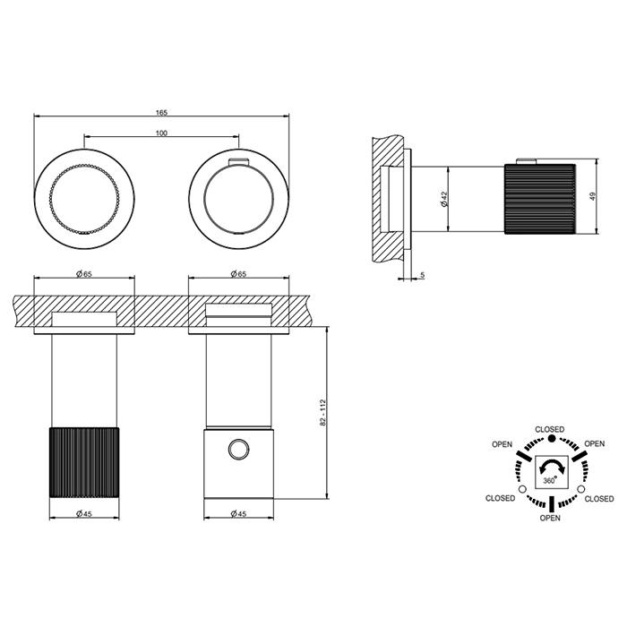 Gessi Habito Смеситель для душа термостатический на 3 потребителя, встр., внешняя часть, цвет:chrome 70536#031