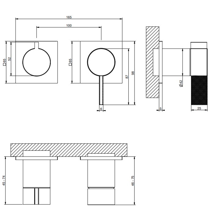 Gessi Inverso Diamantato Смеситель для душа на 2 потребителя, встраиваемый, внеш. часть, цвет:chrome 73638#031