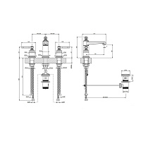 Gessi Venti20 Смеситель для раковины на 3 отверстия, с д/к, излив 13,4см, цвет: finox brushed nickel 65012#149