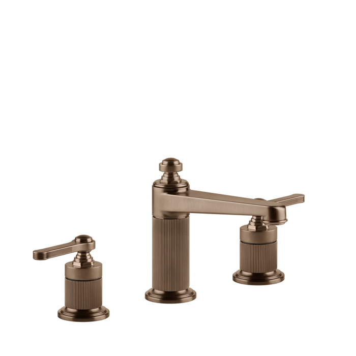 Gessi Venti20 Смеситель для раковины на 3 отв., с д/к, дл. излива 13,4 см, цвет: copper brushed PVD 65012#708