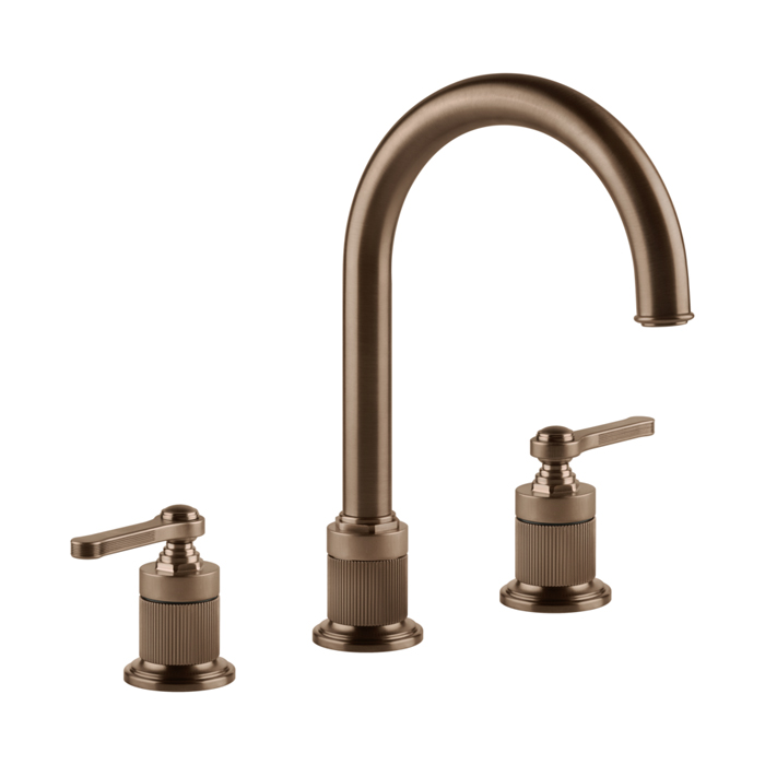 Gessi Venti20 Смеситель для раковины высокий на 3 отверстия, с д/к, цвет: copper brushed PVD 65015#708
