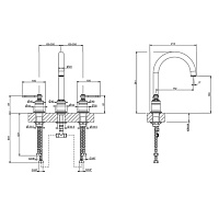 Gessi Venti20 Смеситель для раковины высокий на 3 отверстия, без д/к, цвет: finox brushed nickel 65016#149