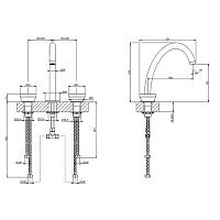 Gessi Origini Смеситель для раковины высокий на 3 отверстия, без д/к, цвет: copper brushed PVD 66014#708