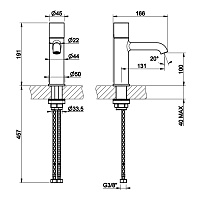 Gessi Habito Смеситель для раковины, без донного клапана, длина излива 13,1 см, цвет: brass PVD 70002#710