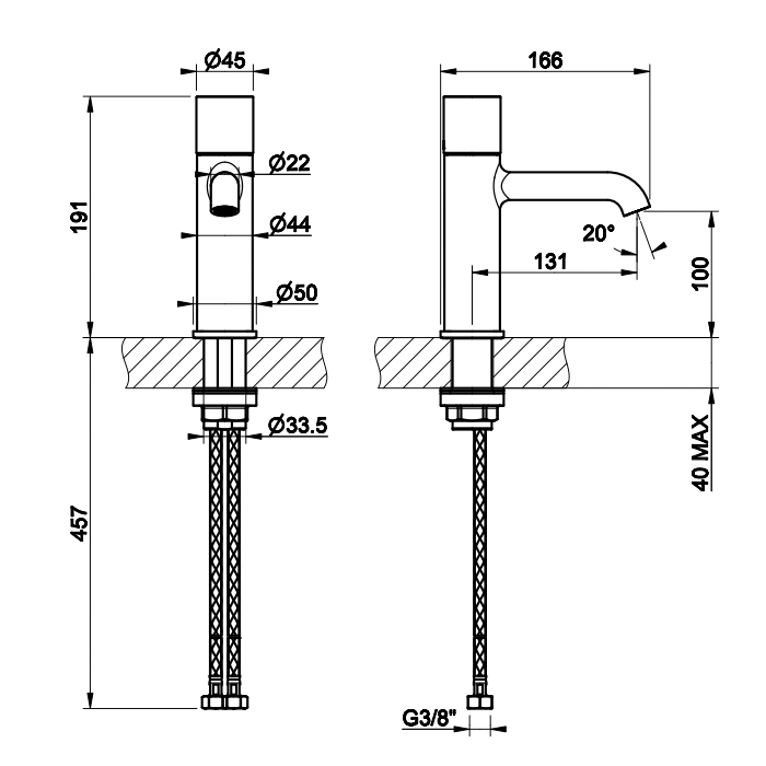 Gessi Habito Смеситель для раковины, без д/к, длина излива 13,1 см, цвет: copper brushed PVD 70302#708