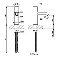 Gessi Habito Смеситель для раковины, без д/к, длина излива 13,1 см, цвет: brushed brass PVD 70602#727