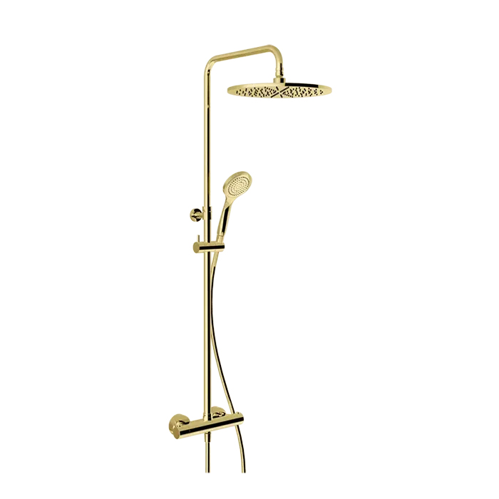 Gessi Minimalistic Shower Душевая стойка: термостат, ручной душ, шланг, верхний душ, цвет: gold PVD 35177#246