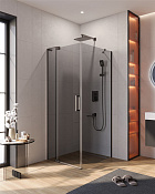 Cezares Slider Душевой уголок 80-90x80x195h см, тонированное стекло 8 мм, цвет: оружейная сталь SLIDER-AH-1-80-80/90-GRIGIO-GM