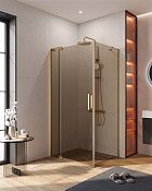 Cezares Slider Душевой уголок 90-100x80x195h см, тонированное стекло 8 мм, цвет: браширован. золото SLIDER-AH-1-80-90/100-BR-BORO