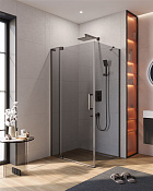 Cezares Slider Душевой уголок 90-100x80x195h см, тонированное стекло 8 мм, цвет: оружейная сталь SLIDER-AH-1-80-90/100-GRIGIO-GM