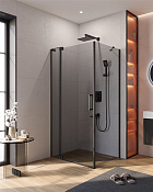 Cezares Slider Душевой уголок 90-100x80x195h см, тонированное стекло 8 мм, цвет: черный матовый SLIDER-AH-1-80-90/100-GRIGIO-NERO