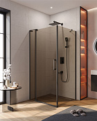 Cezares Slider Душевой уголок 100-110x90x195h см, тонированное стекло 8 мм, цвет: черный матовый SLIDER-AH-1-90-100/110-BR-NERO