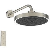 Ideal Standard Solos Верхний душ 33 см, 3 вида струи, подсветка, кронштейн, цвет: PVD silver storm A7890GN