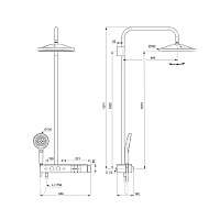 Ideal Standard Solos Душевая стойка: термостат, ручной и верхний душ, шланг, цвет: PVD brushed gold A7882A2