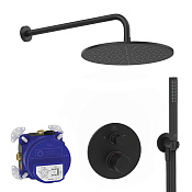 Ideal Standard Ceratherm Душевой комплект встр: термостат, верхний и ручной душ, цвет: silk black A7573XG