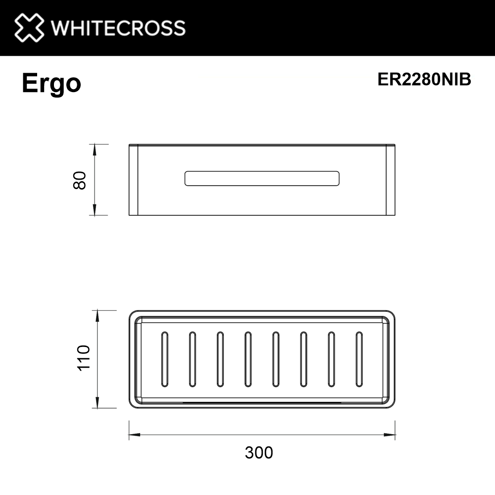 Whitecross Ergo Полка металлическая 30x11 см, подвесная, цвет: никель брашированный ER2280NIB