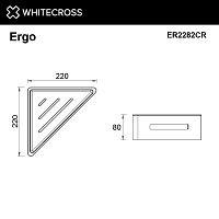 Whitecross Ergo Полка металлическая угловая 22x22 см, подвесная, цвет: хром ER2282CR