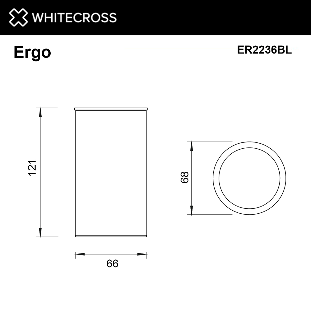 Whitecross Ergo Стакан настольный, нержавеющая сталь, цвет: черный матовый ER2236BL