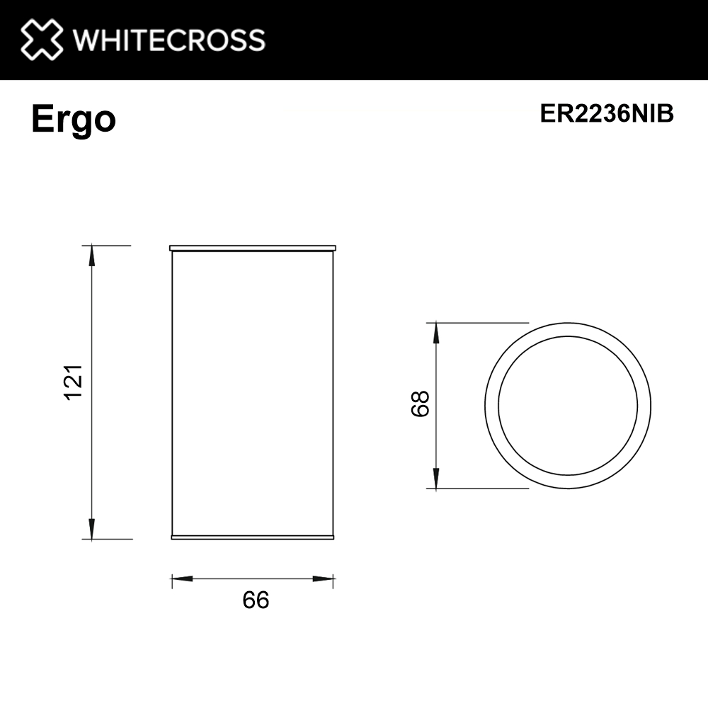 Whitecross Ergo Стакан настольный, нержавеющая сталь, цвет: никель брашированный ER2236NIB