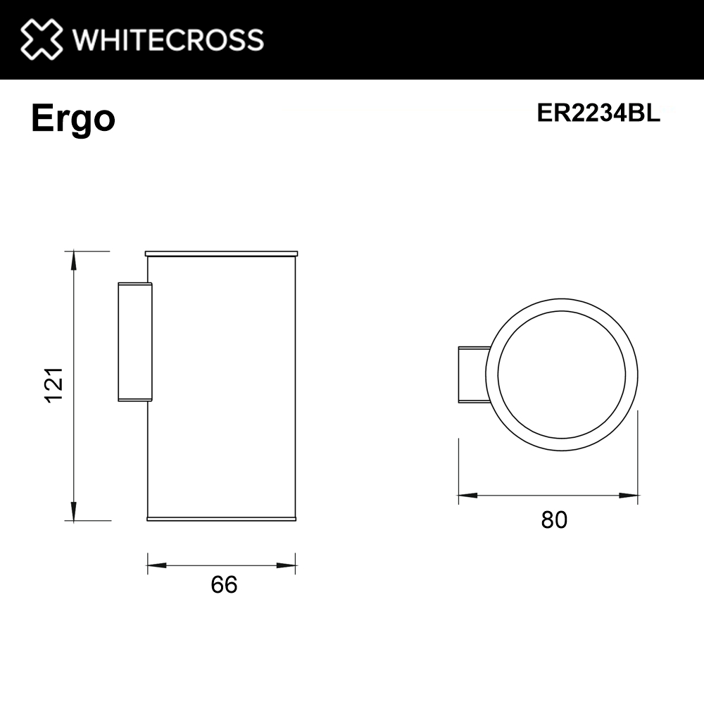 Whitecross Ergo Стакан с держателем, подвесной, нержавеющая сталь, цвет: черный матовый ER2234BL