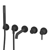 Whitecross Y Смеситель для ванны встраиваемый, на 2 потребителя, излив 22 см, цвет: черный матовый YSET1240BL