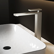 Vincea Dice Смеситель для раковины высокий, излив 15 см, без донного клапана, цвет: браш. никель VBF-2DS2BN