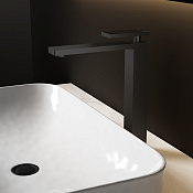 Vincea Dice Смеситель для раковины высокий, излив 15 см, без донного клапана, цвет: черный матовый VBF-2DS2MB