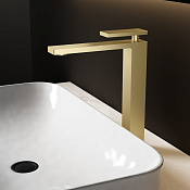 Vincea Dice Смеситель для раковины высокий, излив 15 см, без донного клапана, цвет: браш. золото VBF-2DS2BG