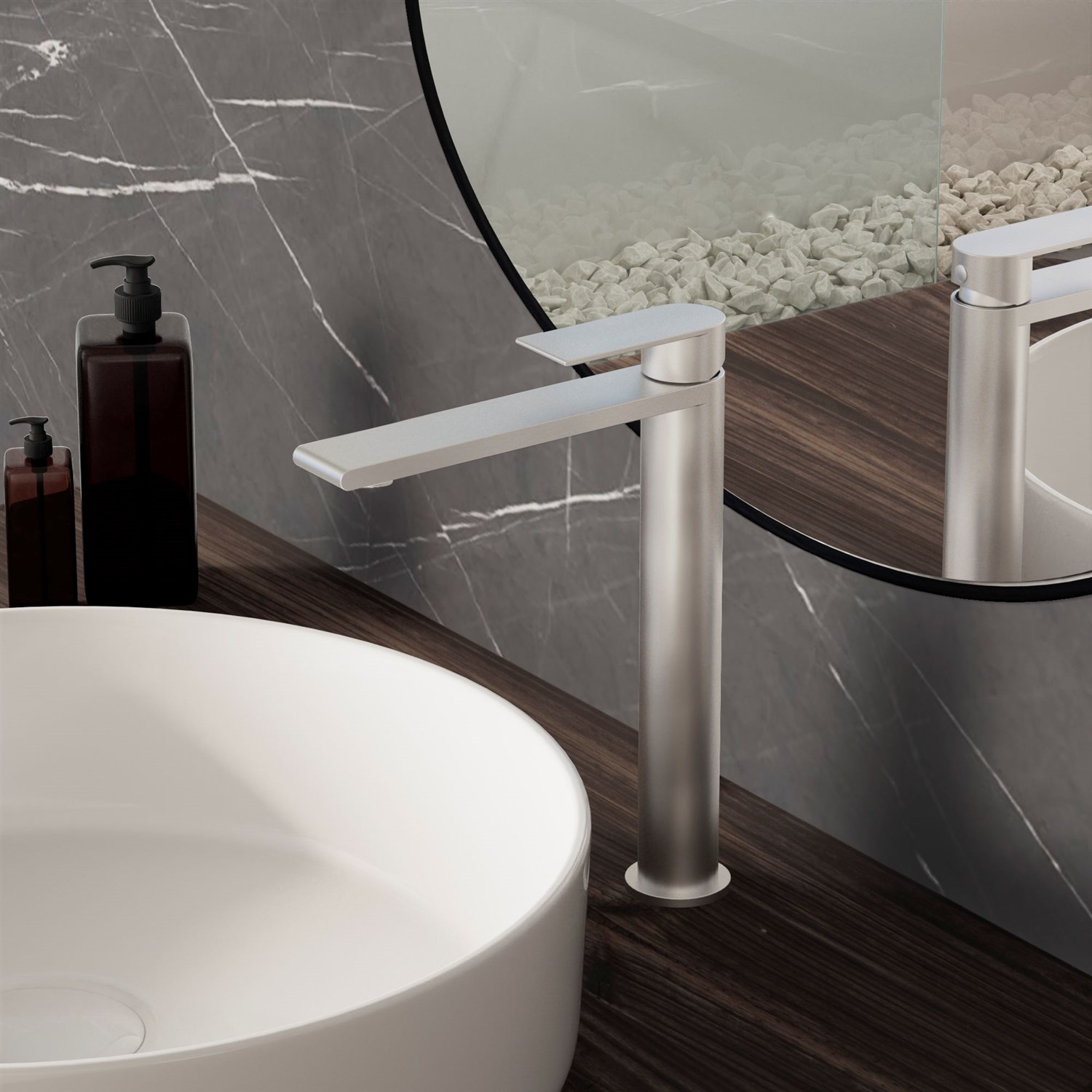 Vincea Vogue (SS) Смеситель для раковины высокий, излив 17,5 см, без д/к, цвет: брашированный никель VBF-2VS2BN