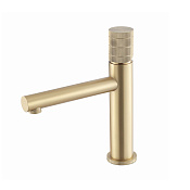 Vincea Groove Смеситель для раковины, излив 14 см, без донного клапана, цвет: брашированное золото VBF-4G1BG4