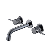 Vincea Groove Смеситель для раковины встраиваемый, излив 19,8 см, без д/к, цвет: вороненая сталь VBFW-4G1GM