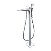 Vincea Смеситель для ванны напольный с душевым набором - ручной душ, шланг, излив 22 см, цвет: хром VTF-102CH