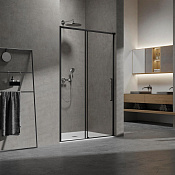 Vincea Slim 8mm Душевая дверь распашная 120x200h см, прозрачное стекло 8 мм, цвет: черный матовый VDS-6SL120CLB