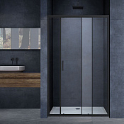 Vincea Alpha Душевая дверь раздвижная 110x190h см, прозрачное стекло 6 мм, цвет: черный матовый VDS-3AL110CLB