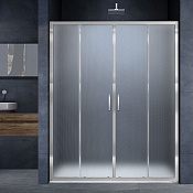 Vincea Alpha Душевая дверь раздвижная 160x190h см, текстурированное стекло 6 мм, цвет: хром VDS-3AL2160MT
