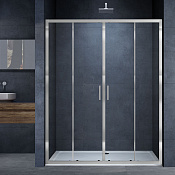 Vincea Alpha Душевая дверь раздвижная 180x190h см, текстурированное стекло 6 мм, цвет: хром VDS-3AL2180MT