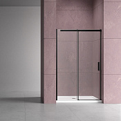 Vincea Dice Душевая дверь раздвижная 150x200h см, прозрачное стекло 8 мм, цвет: черный матовый VDS-4D150CLB