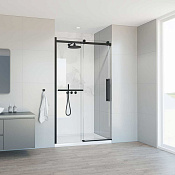 Vincea Como Soft Душевая дверь раздвижная 130x195h см, прозрачное стекло 8 мм, цвет: черный матовый VDS-1CS130CLB
